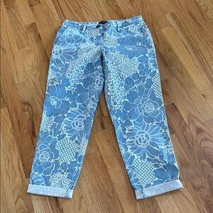 Talbots Relaxed Ankle Chino with Floral Print, Size 0P Petite